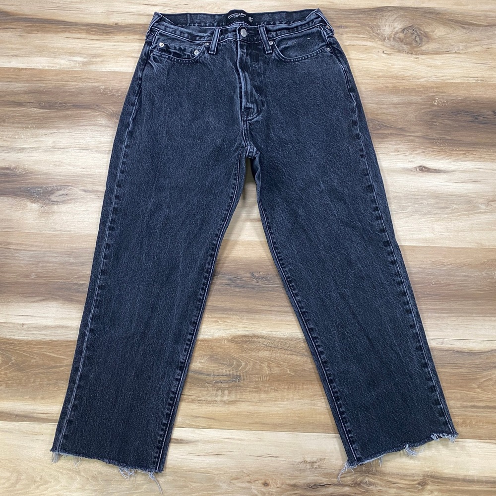 Abercrombie & Fitch Jeans Mens 30x25 Streetwear 100% Cotton Loose Washed Black